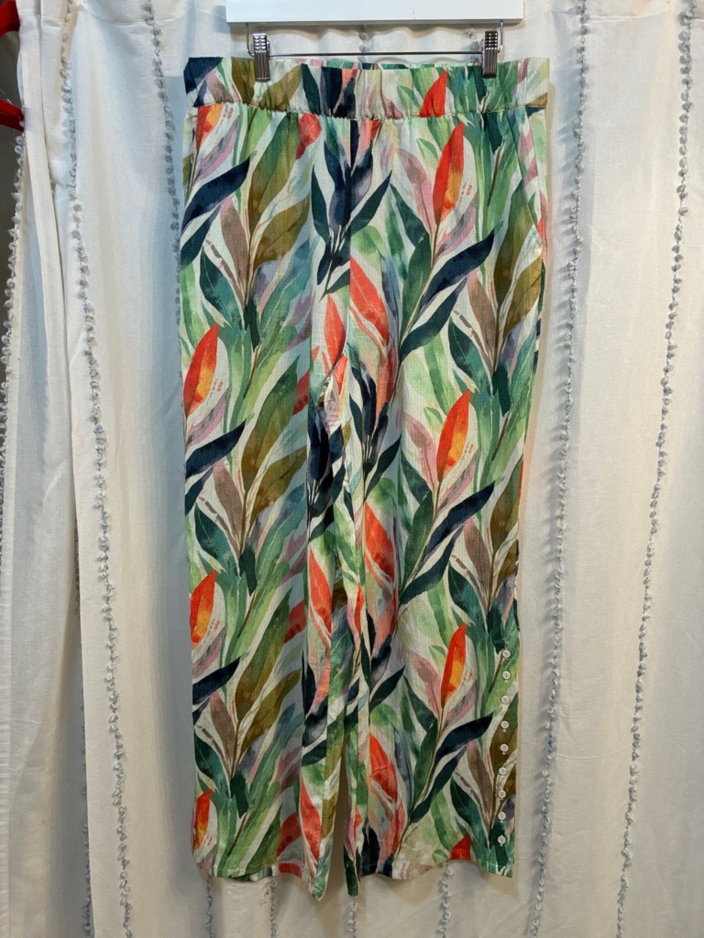 Beautiful tropical print wide leg pants NEW Soft Surroundings size large